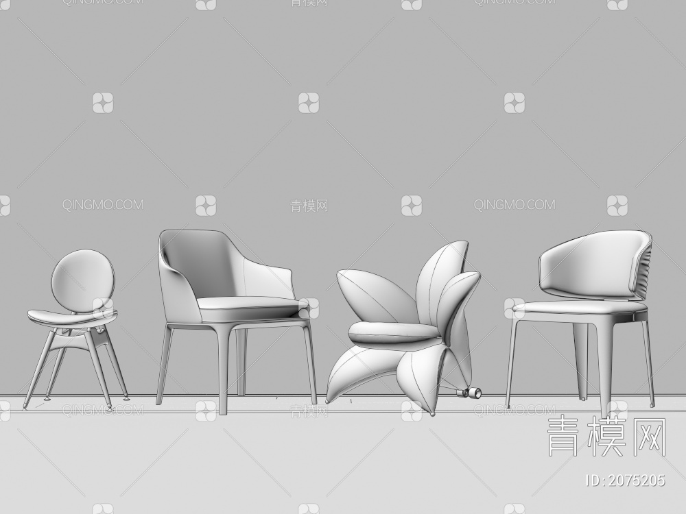 休闲椅 餐椅组合3D模型下载【ID:2075205】
