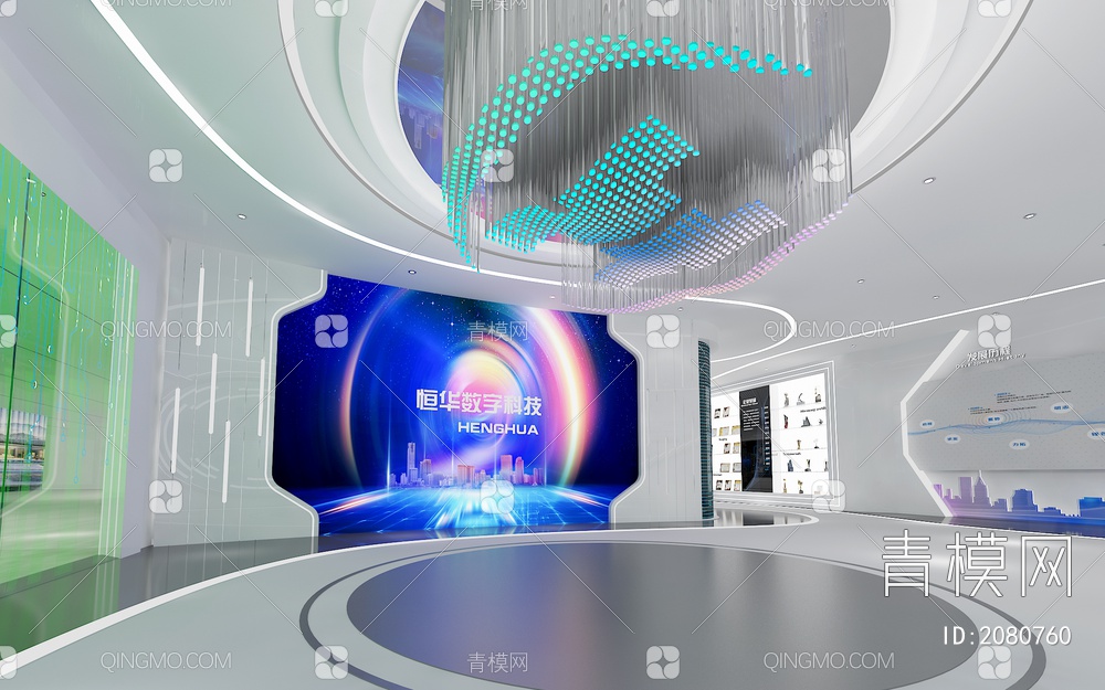 科技企业展厅 互动触摸一体机 数字沙盘 互动触摸屏 LED拼接屏3D模型下载【ID:2080760】