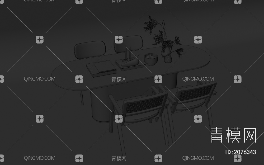 实木餐桌椅3D模型下载【ID:2076343】