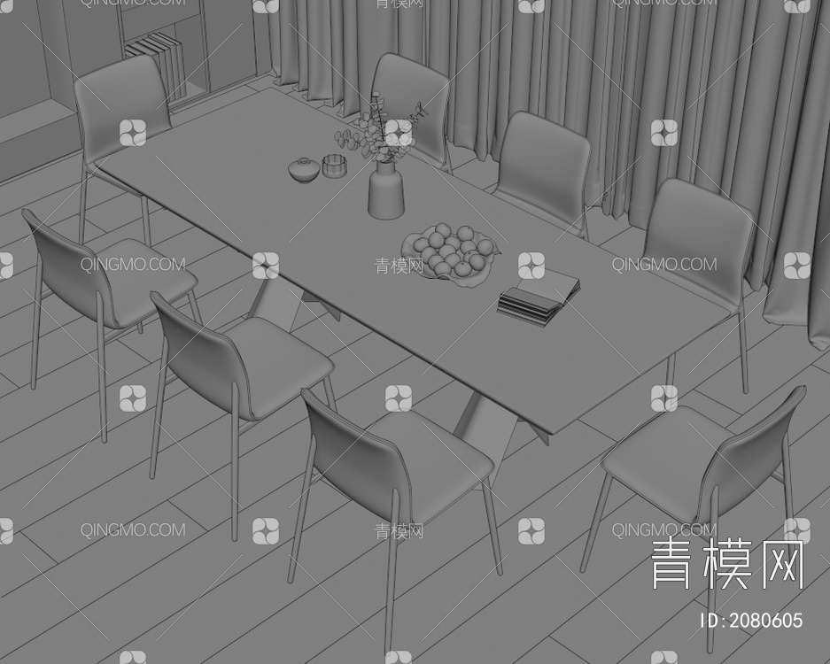 餐桌椅组合3D模型下载【ID:2080605】