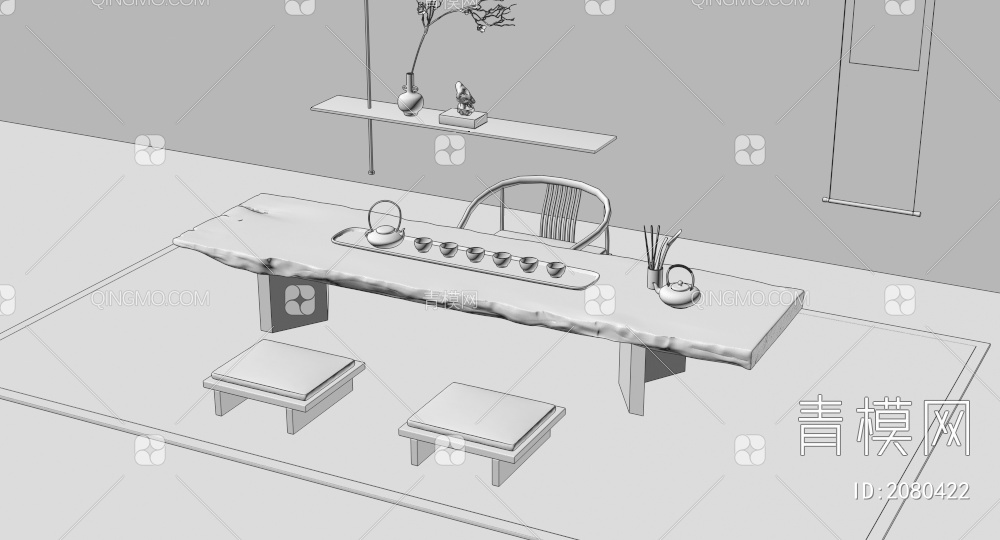 茶桌椅3D模型下载【ID:2080422】