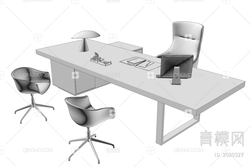办公桌椅3D模型下载【ID:2080327】