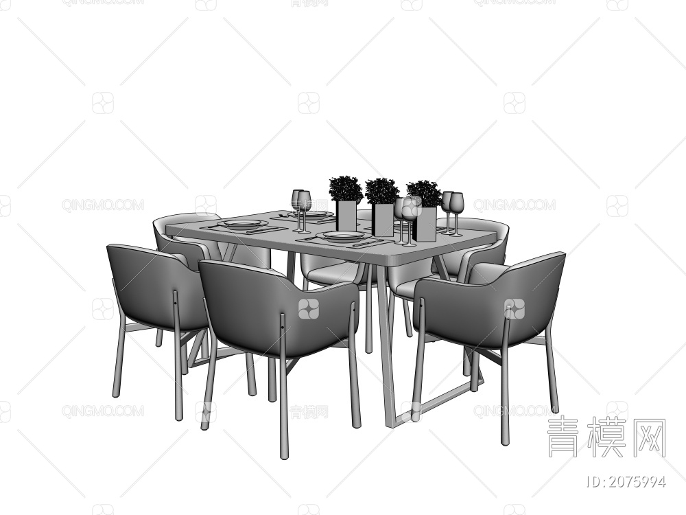 餐桌椅组合3D模型下载【ID:2075994】