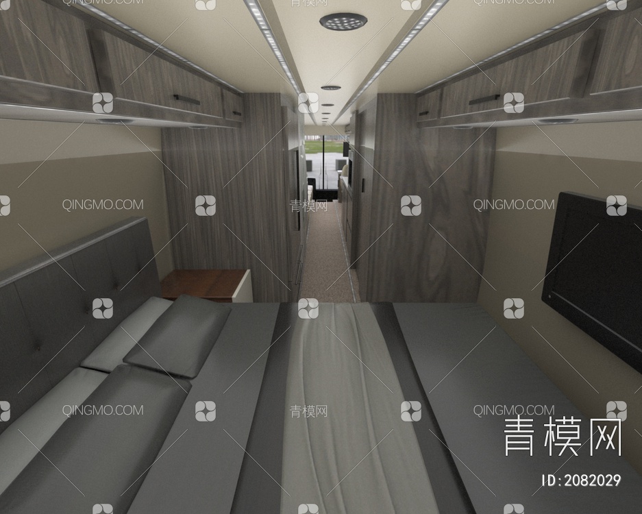 大巴车房车带内饰驾驶室家具床厨具户外露营3D模型下载【ID:2082029】