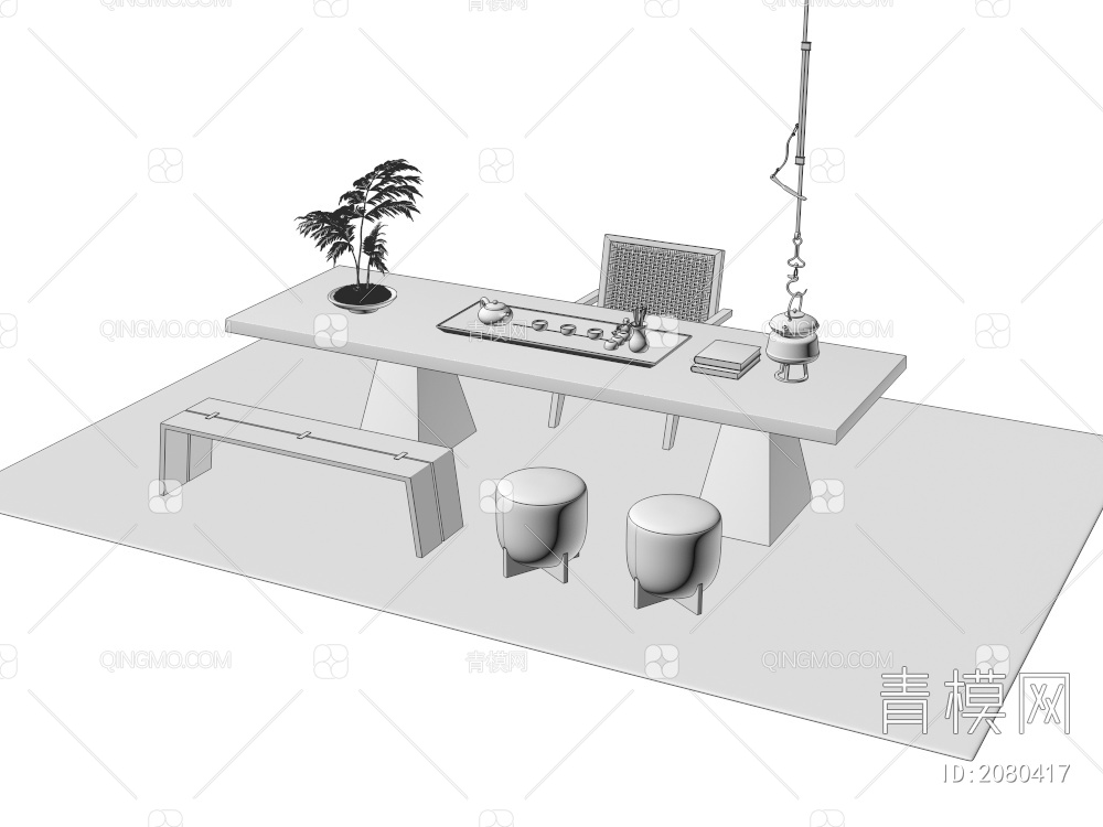 茶桌椅3D模型下载【ID:2080417】