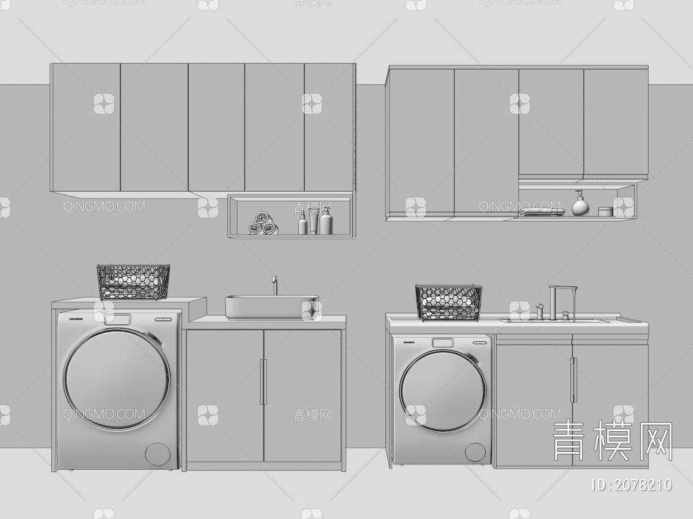 洗衣机柜3D模型下载【ID:2078210】