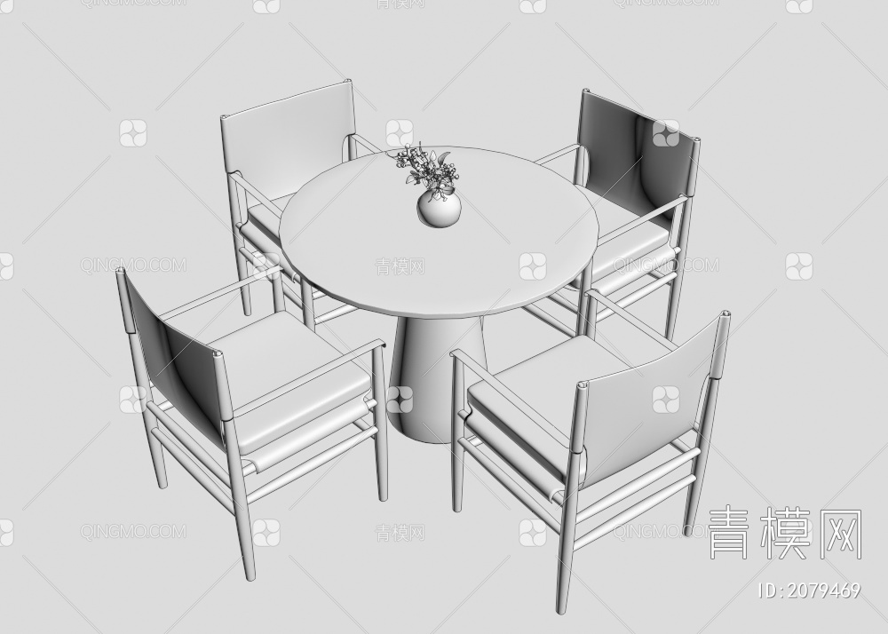 洽谈桌椅组合 洽谈桌 洽谈椅  圆桌  休闲桌椅3D模型下载【ID:2079469】