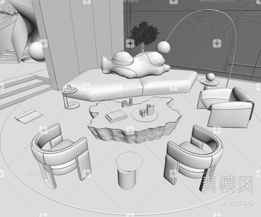 沙发茶几组合3D模型下载【ID:2081096】