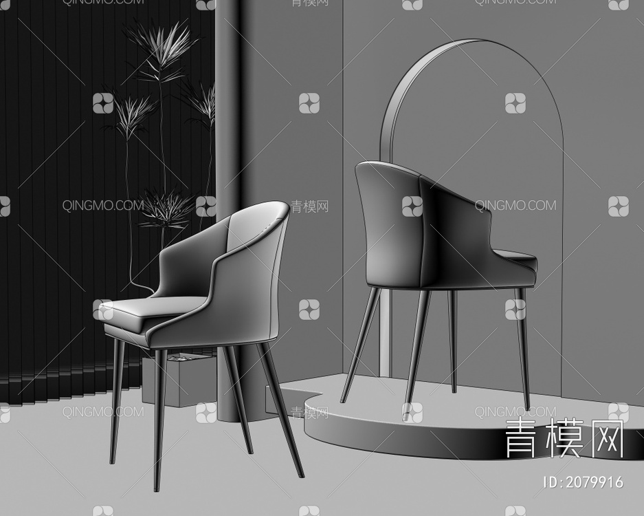 单椅 餐椅 休闲椅3D模型下载【ID:2079916】