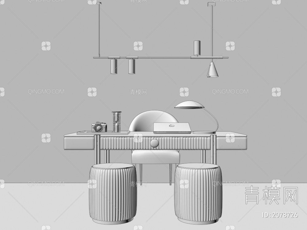 书桌椅 书桌 桌面摆件组合3D模型下载【ID:2078726】