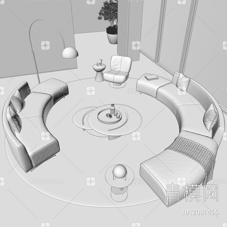 沙发茶几组合3D模型下载【ID:2081456】