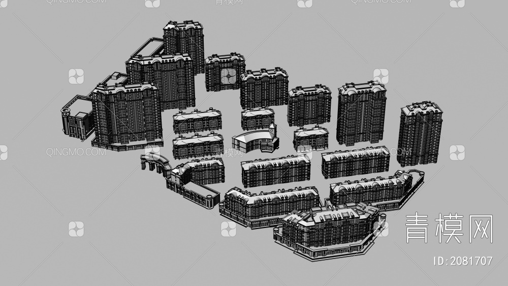 住宅楼 住宅 临街商业网点 商品楼3D模型下载【ID:2081707】