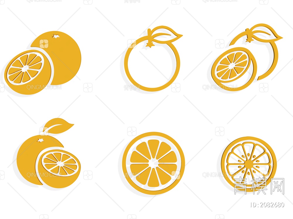 橙子柠檬 墙饰3D模型下载【ID:2082680】