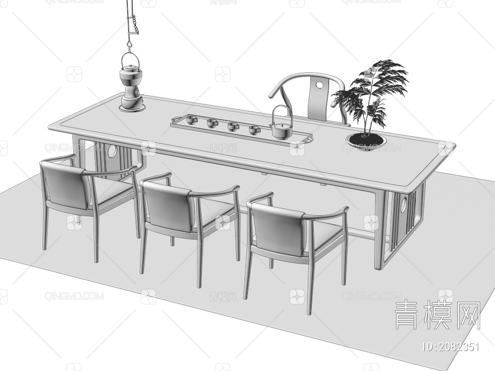 茶桌椅3D模型下载【ID:2082351】