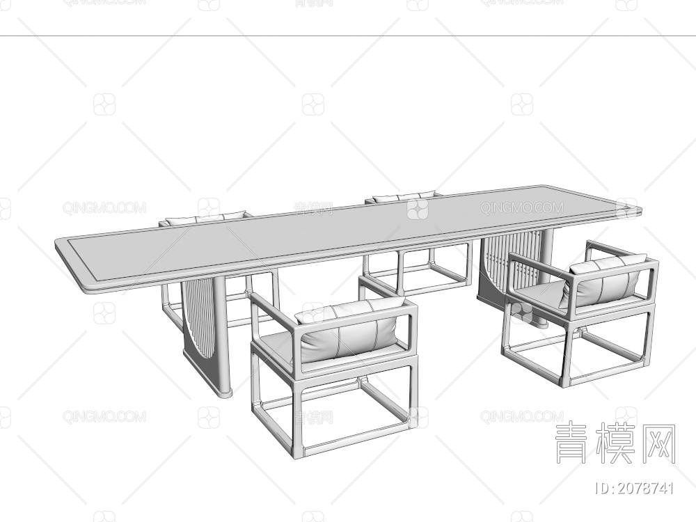 红木茶桌椅3D模型下载【ID:2078741】