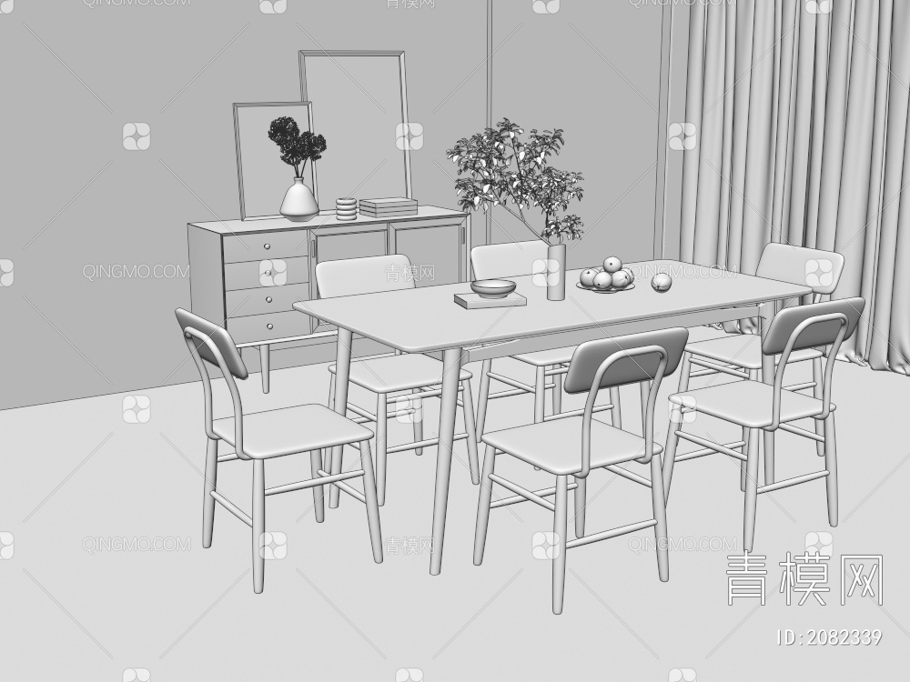 餐桌椅3D模型下载【ID:2082339】