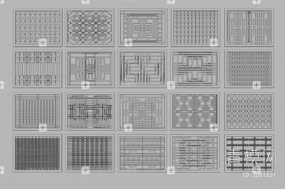 镂花窗_雕花窗户3D模型下载【ID:2081831】