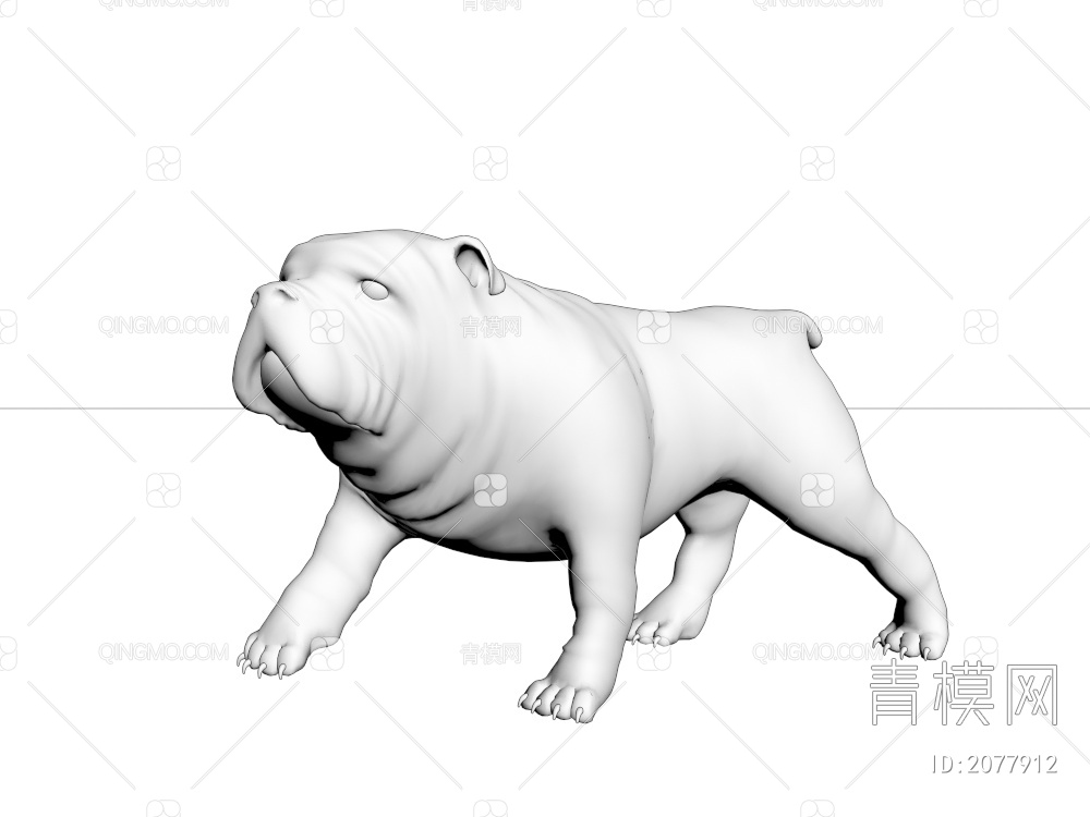 哺乳动物斗牛犬狗3D模型下载【ID:2077912】
