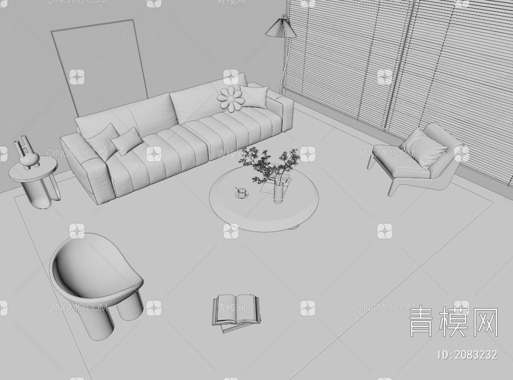 沙发茶几组合3D模型下载【ID:2083232】