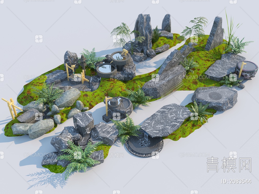 石头水景_置石小品3D模型下载【ID:2083544】
