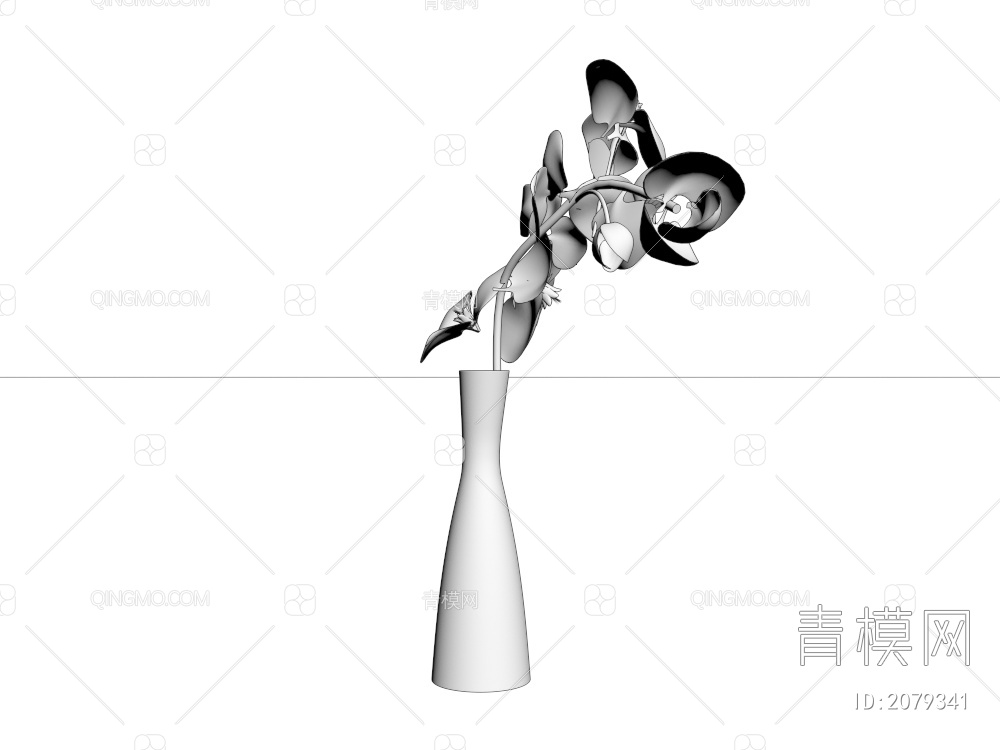 白瓷花瓶 黄色花朵 花3D模型下载【ID:2079341】