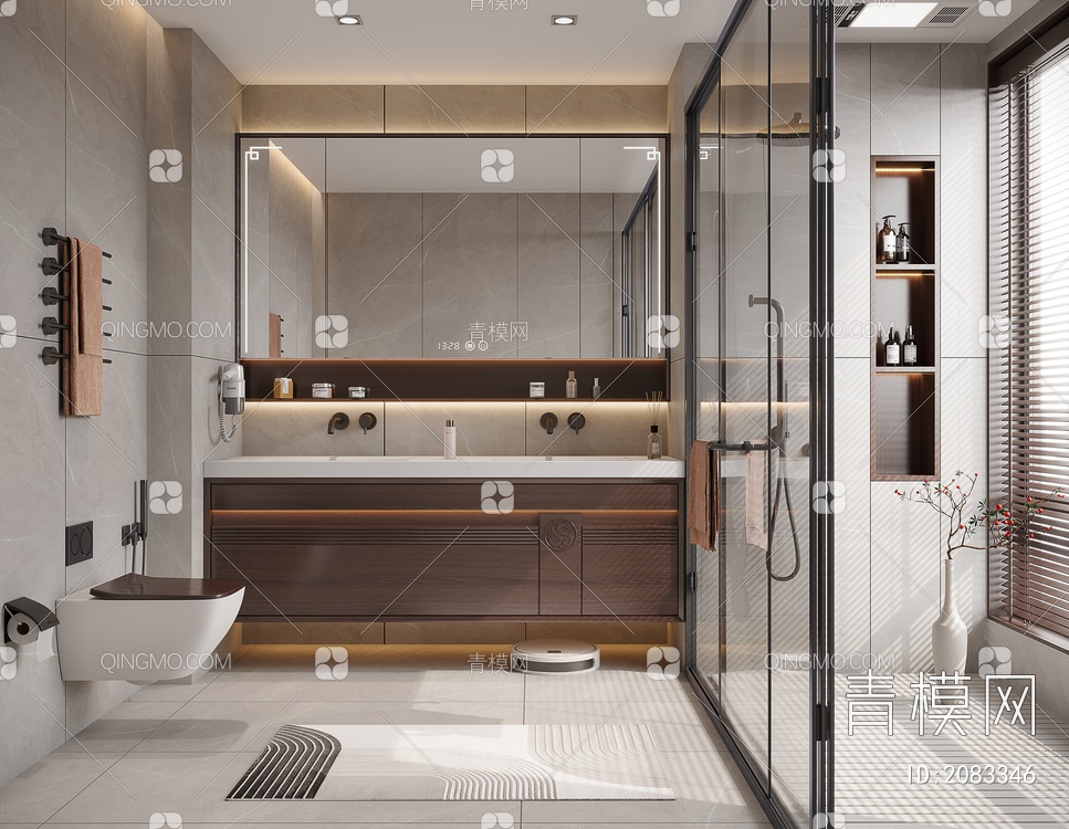 卫生间 壁挂马桶 浴室柜3D模型下载【ID:2083346】