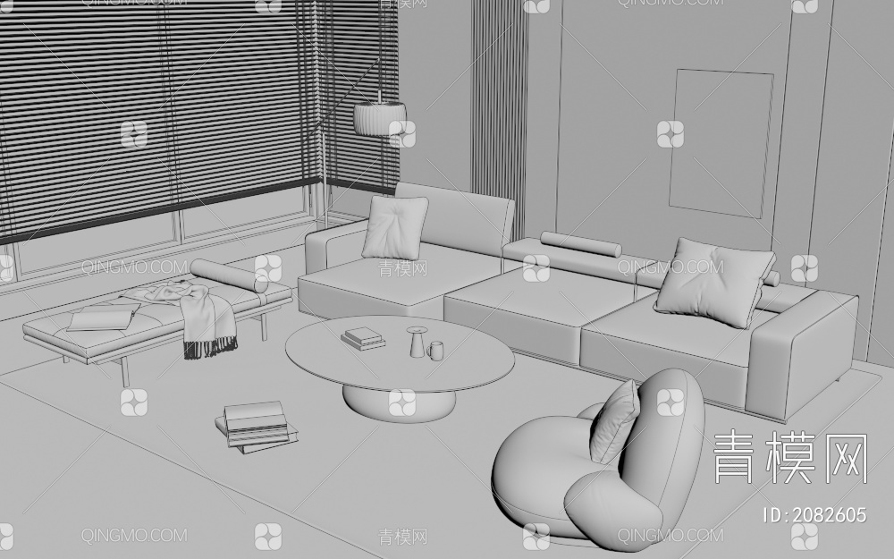 沙发茶几组合3D模型下载【ID:2082605】