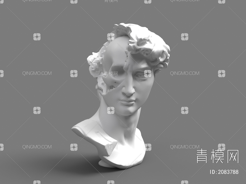 半头男头像雕像3D模型下载【ID:2083788】