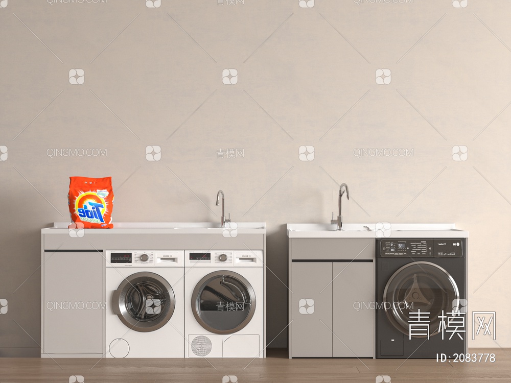 洗衣机柜3D模型下载【ID:2083778】