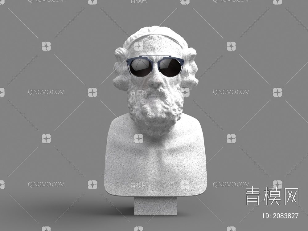 眼镜老人头像雕像3D模型下载【ID:2083827】