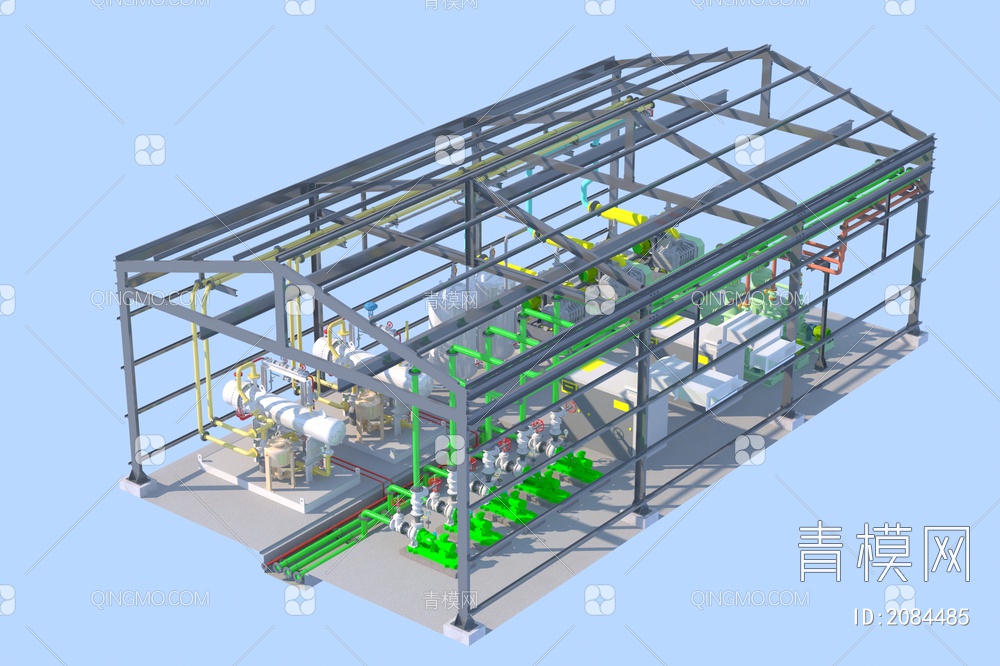泵站钢结构泵站 水泵房3D模型下载【ID:2084485】