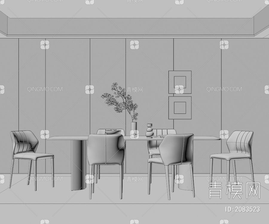 餐桌椅组合3D模型下载【ID:2083523】
