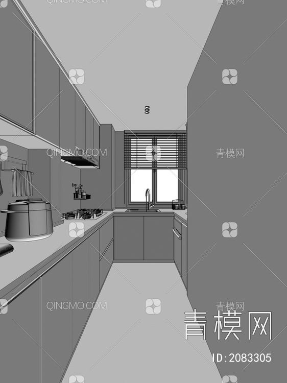 厨房 开放式厨房3D模型下载【ID:2083305】