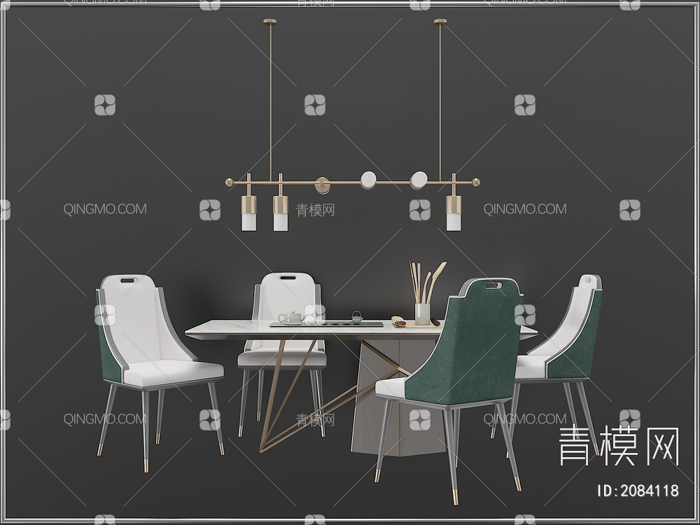 家具 餐桌餐椅 餐厅灯具 餐桌摆件组合3D模型下载【ID:2084118】