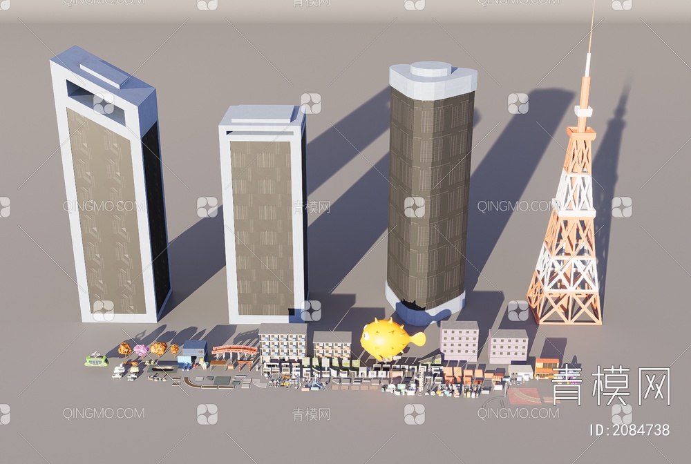 城市要素3D模型下载【ID:2084738】