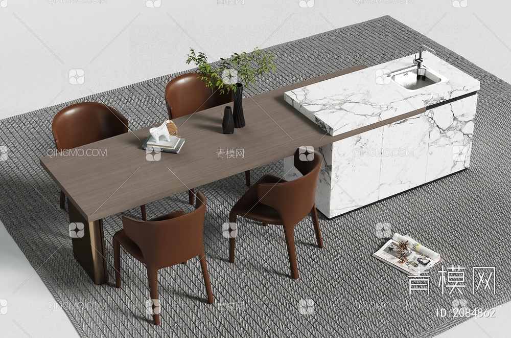 餐桌 餐桌椅组合3D模型下载【ID:2084862】