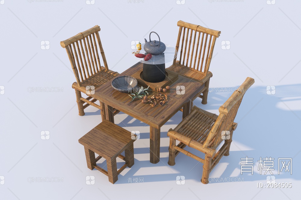 户外桌椅组合3D模型下载【ID:2084505】