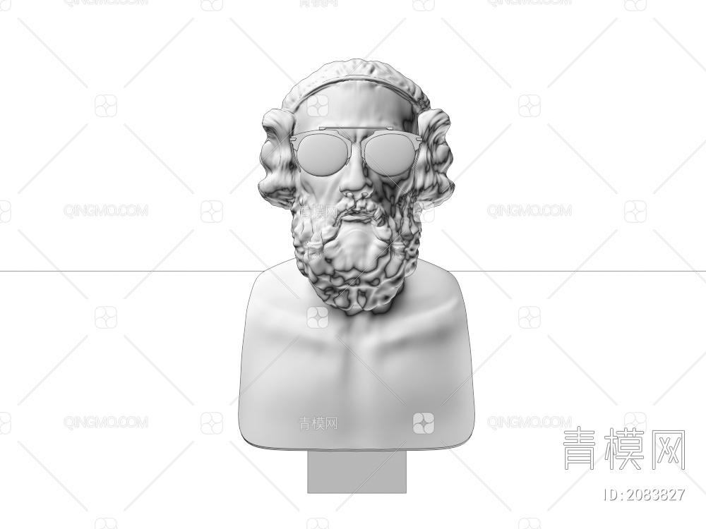 眼镜老人头像雕像3D模型下载【ID:2083827】