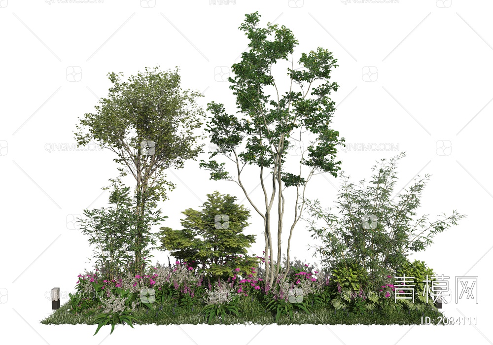 植物组团 花卉 竹子 灌木 草地3D模型下载【ID:2084111】