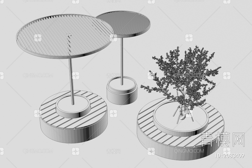 树池景观 圆形座椅组合3D模型下载【ID:2083409】