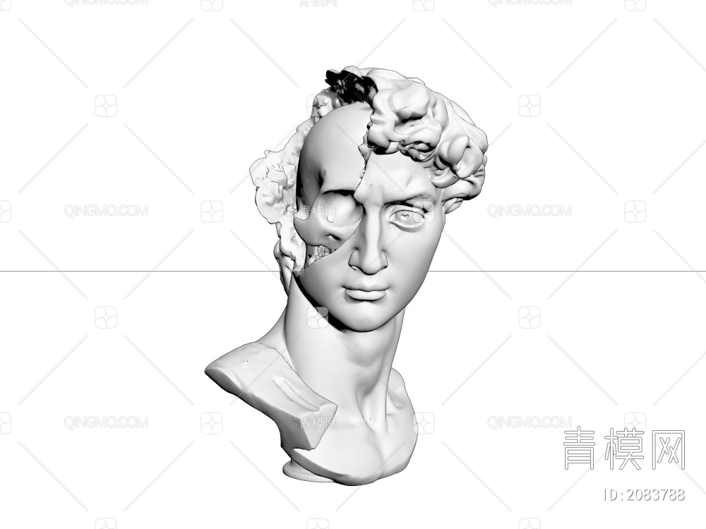 半头男头像雕像3D模型下载【ID:2083788】