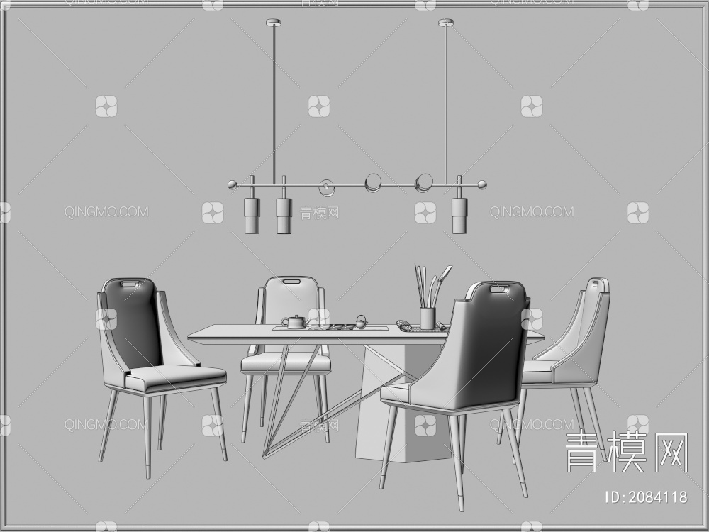 家具 餐桌餐椅 餐厅灯具 餐桌摆件组合3D模型下载【ID:2084118】