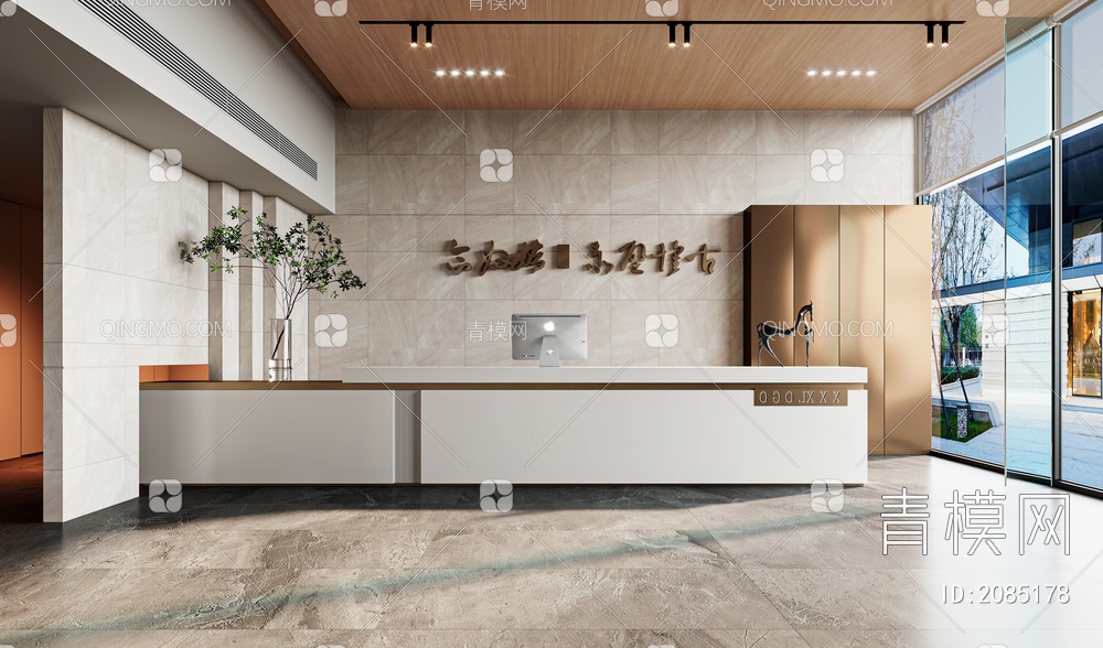 【公司大厅 前台3D模型】-现代VR有灯光有贴图MAX2016公司大厅 前台3d模型下载-ID2085178-免费3Dmax模型库 - 青模3d模型网