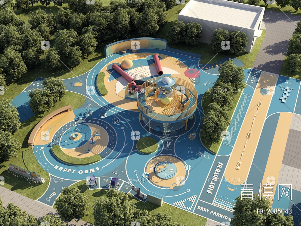 户外游乐场地 儿童乐园 儿童游乐设施3D模型下载【ID:2085043】
