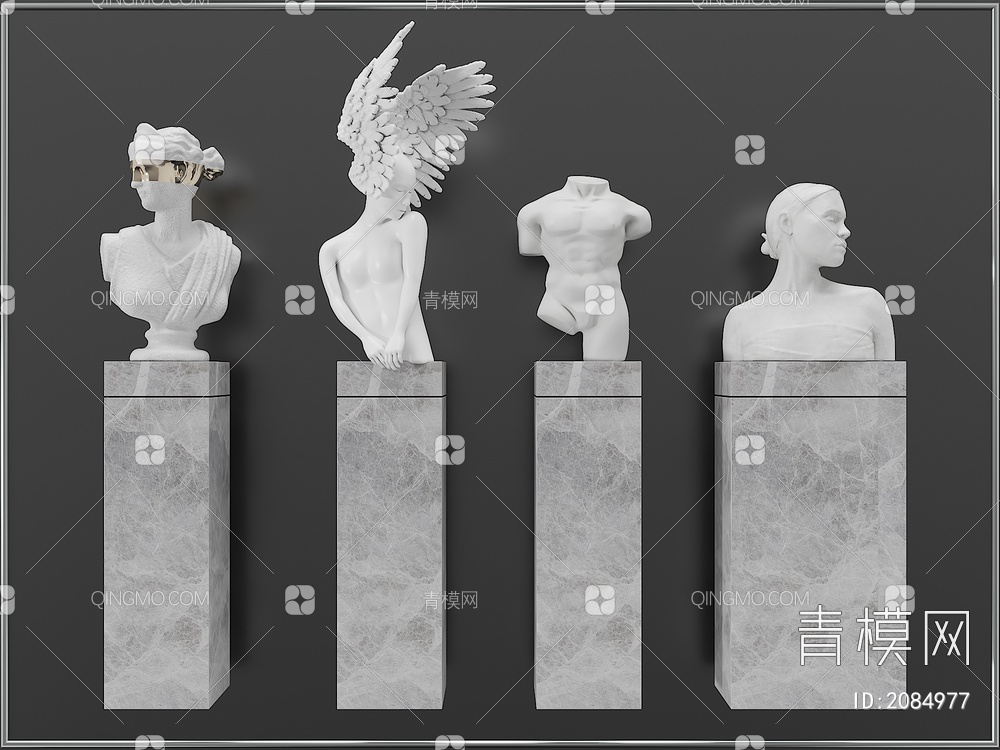 艺术品创意饰品摆件 人物雕像3D模型下载【ID:2084977】