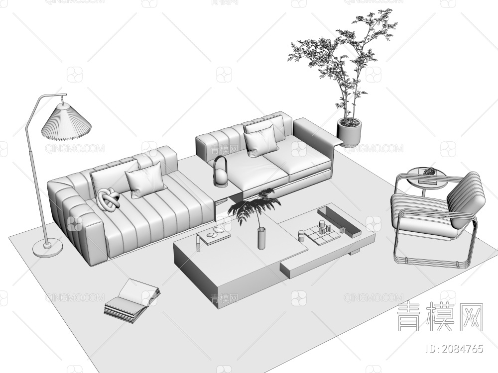 沙发茶几组合3D模型下载【ID:2084765】