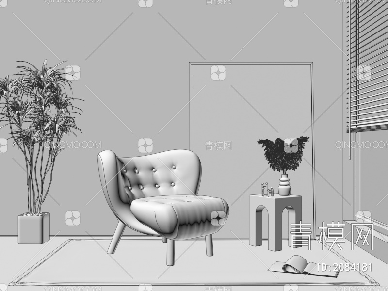 单人沙发3D模型下载【ID:2084181】