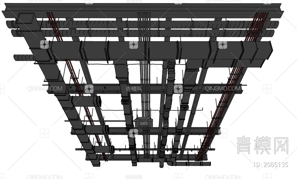 通风管道吊顶SU模型下载【ID:2085135】