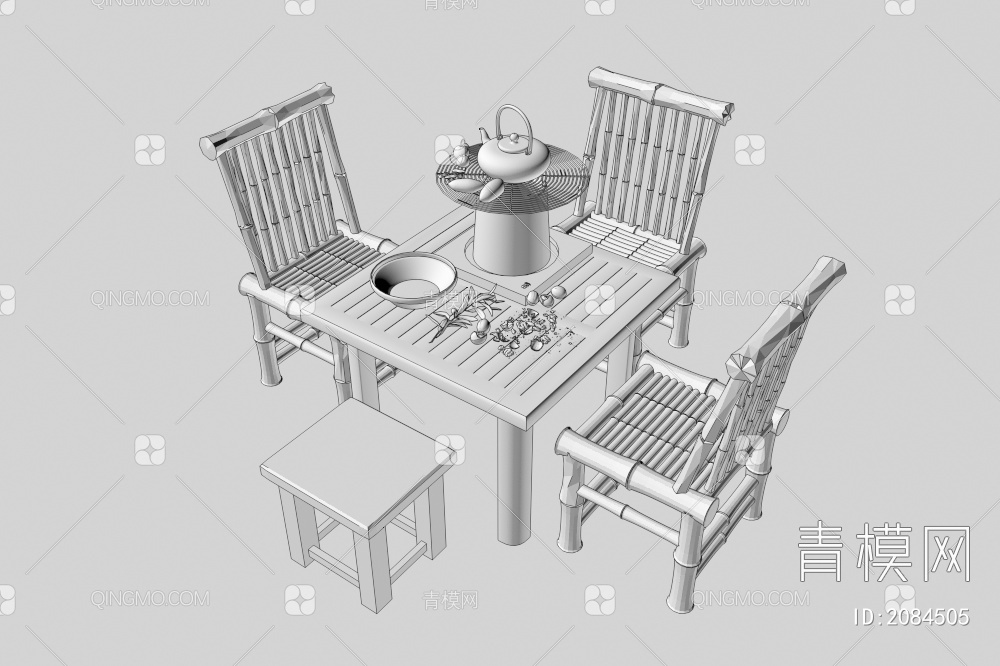 户外桌椅组合3D模型下载【ID:2084505】