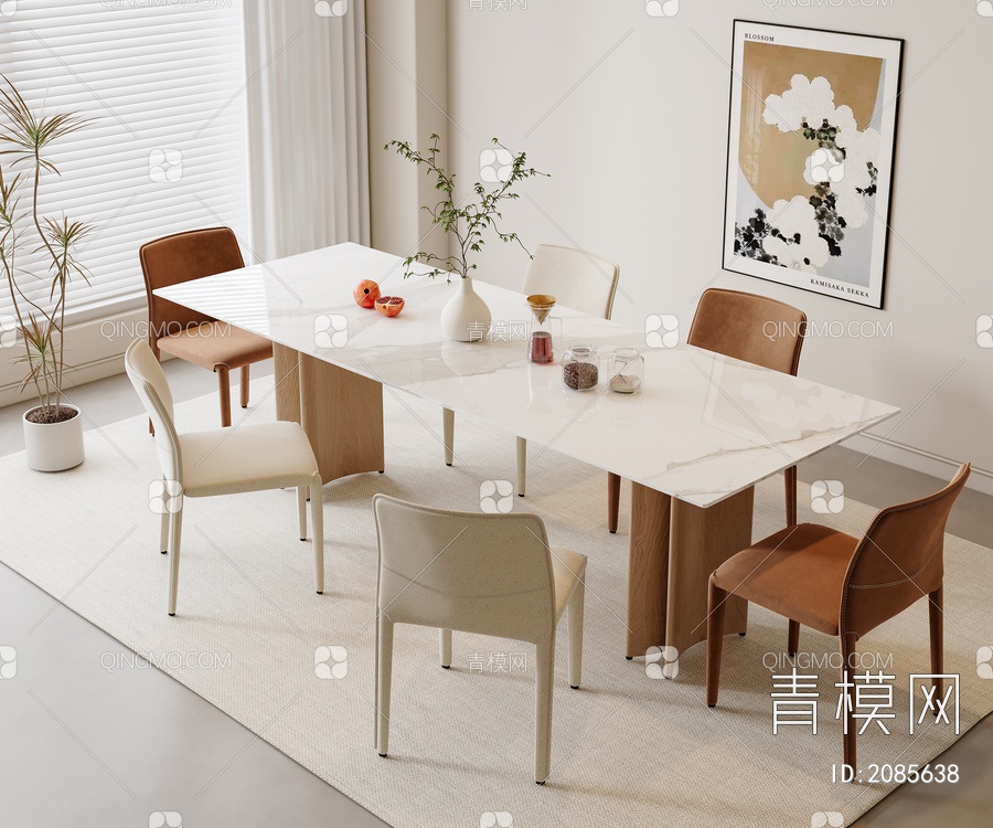 餐桌椅组合3D模型下载【ID:2085638】
